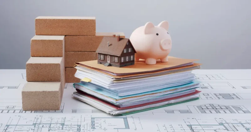 Bricks, piggy bank, and paperwork – home building and investment